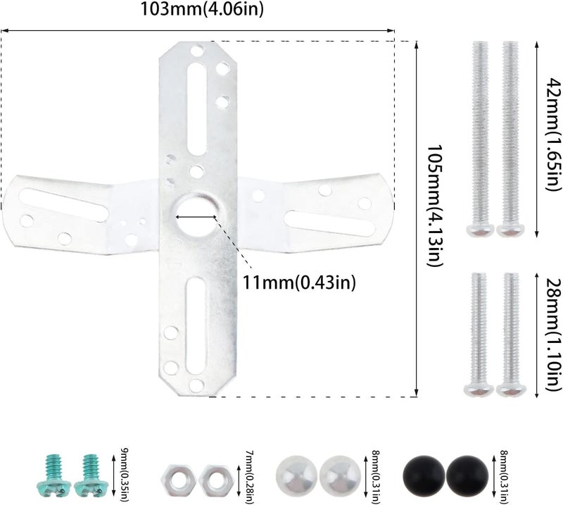 RTNLIT 4" Light Fixture Mounting Bracket, Universal Chandelier Crossbar 180 Rotation and Fixed, Cross-Shaped Lighting Parts with Screws and Nuts, 1 Pack - Image 2